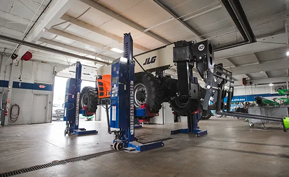 heavy machinery on a lift